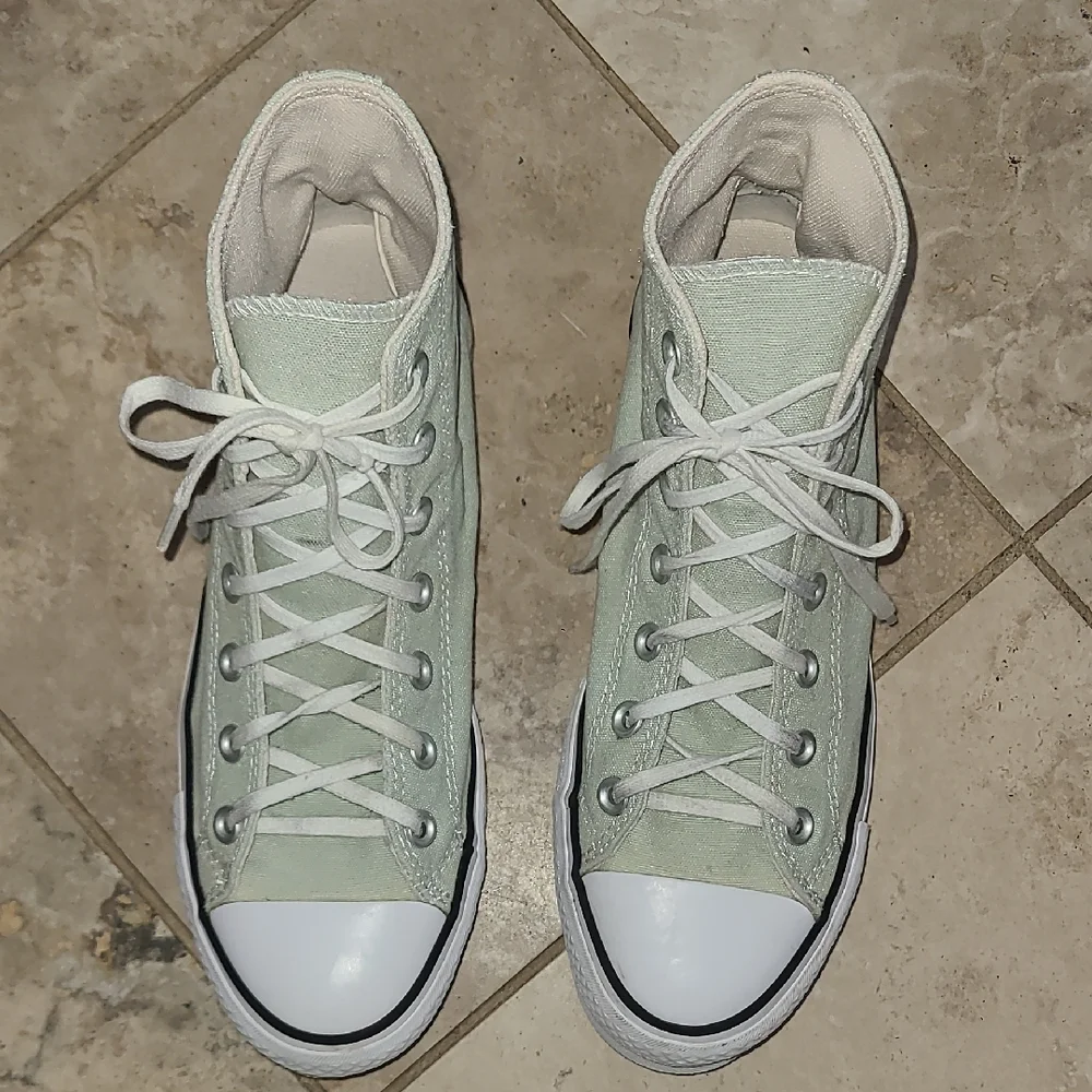 Converse Light Green High-Tops with White Accents - Picture 4 of 12